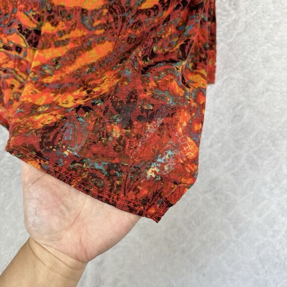 Tianello Knit Burnout Jacquard Toni Tunic L Orange Asymmetrical Wearable Artsy - Picture 4 of 11